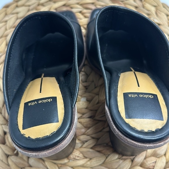 Dolce Vita Genuine Leather Block Heeled Peep Toe Slip On Mules Size 6.5 - Picture 6 of 7